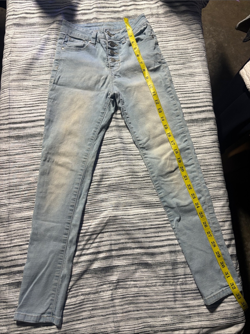 Girls' Light Blue Button-Fly Skinny Jeans